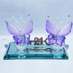 Purple Butterfly 21st Glass Key