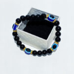 Black Bead Evil Eye Bracelet