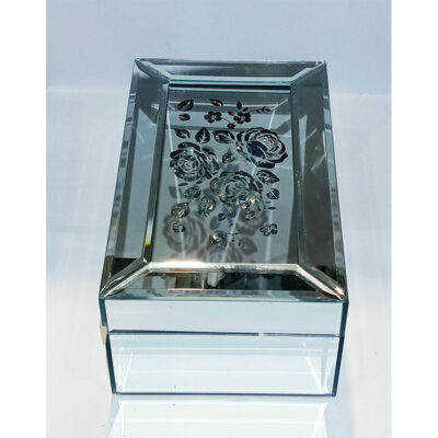 Mirror Glass Rose Jewellery Box