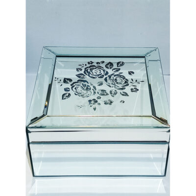 Mirror Glass Rose Jewellery Box