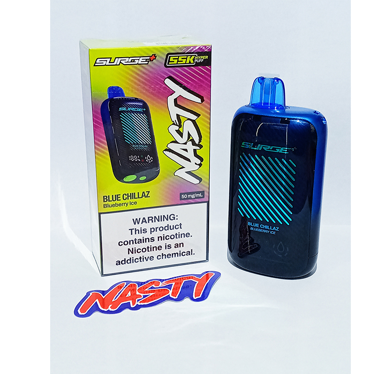 blue-chillaz Nasty Surge Rechargeable Disposable-55k Puffs Blue Chillaz Blueberry Ice - Image 1