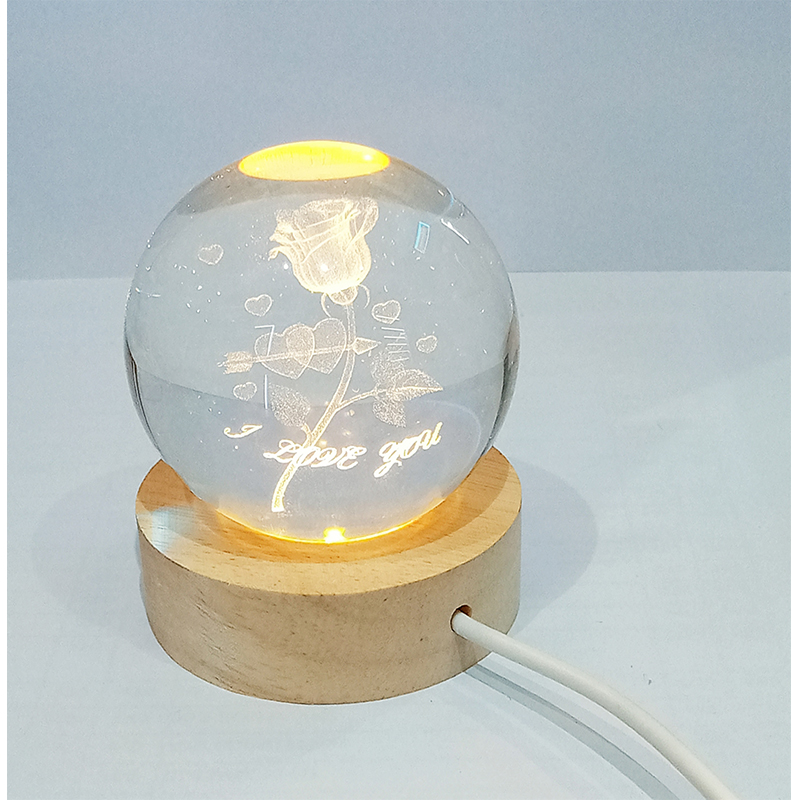 R Crystal Ball+Light Base Rose I Love You - Image 1