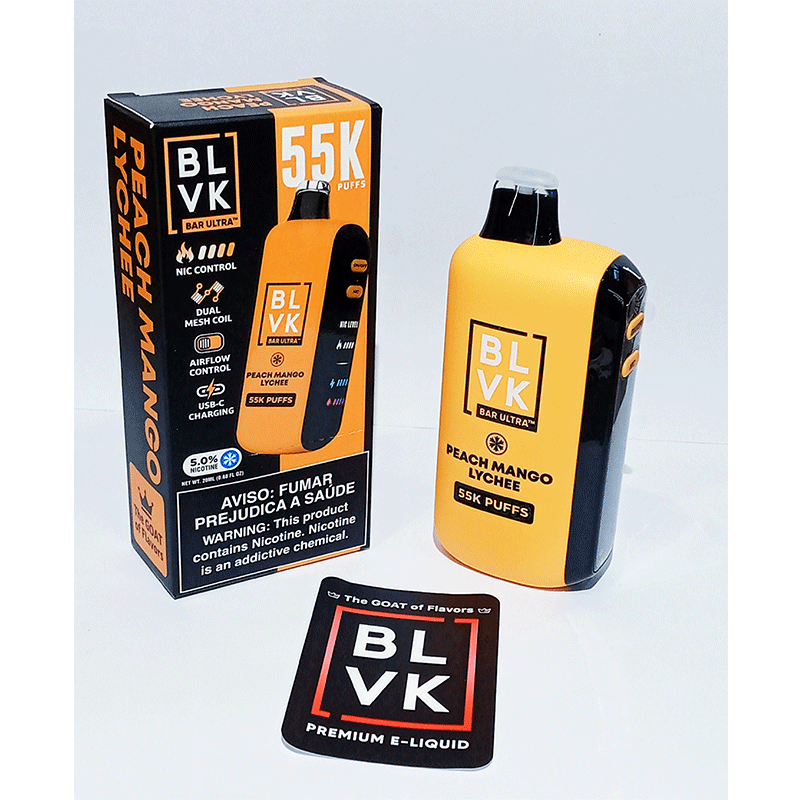 55k-peach-mango-lychee Blvk Bar Ultra Rechargeable Disposable-55k Puffs Peach Mango Lychee - Image 1