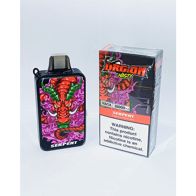 nasty-dragon-raspberry-watermelon Nasty Dragon 18k Puffs Rechargeable Disposable-Serpent Raspberry Watermelon - Image 1