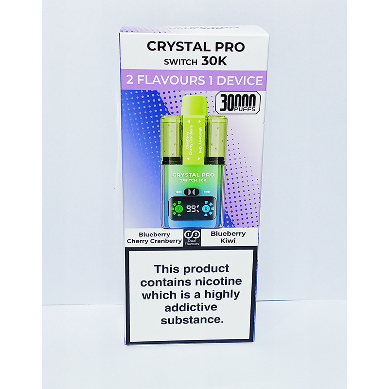 CRYSTAL-BLUEBERRY-CHERRY-CRANBERRY Crystal Pro Switch 30k Puffs-2 Flavours 1 Device - Blueberry Cherry Cranberry + Blueberry Kiwi - Image 1