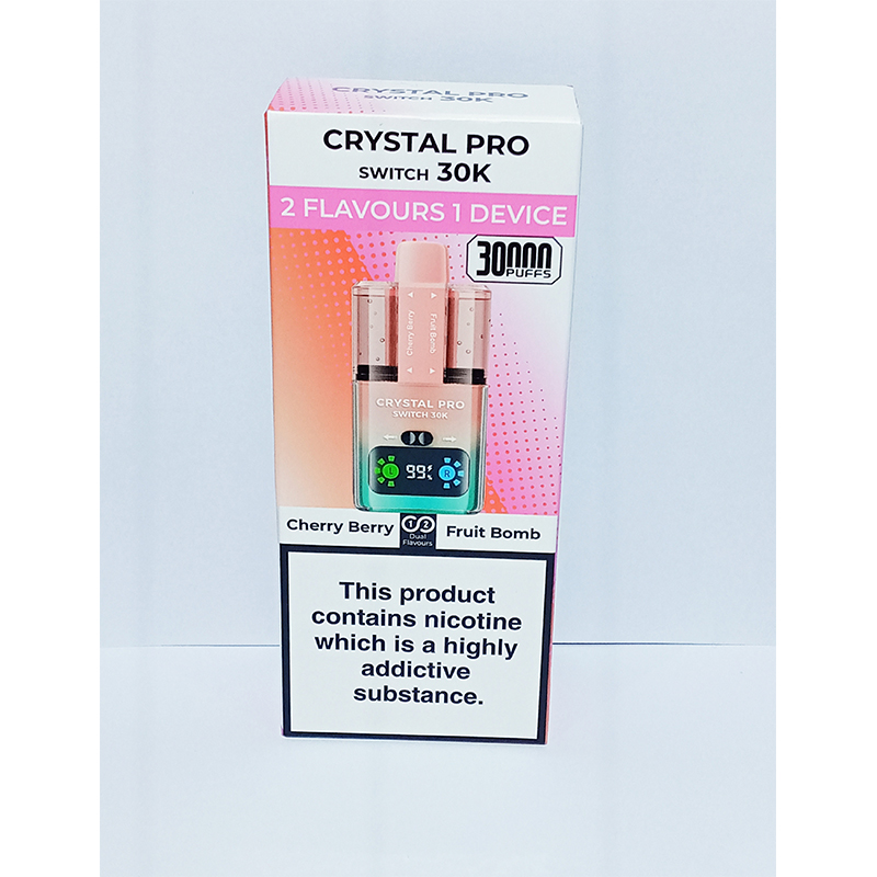 CRYSTAL-CHERRY-BERRY Crystal Pro Switch 30k Puffs-2 Flavours 1 Device – Cherry Berry + Fruit Bomb - Image 1