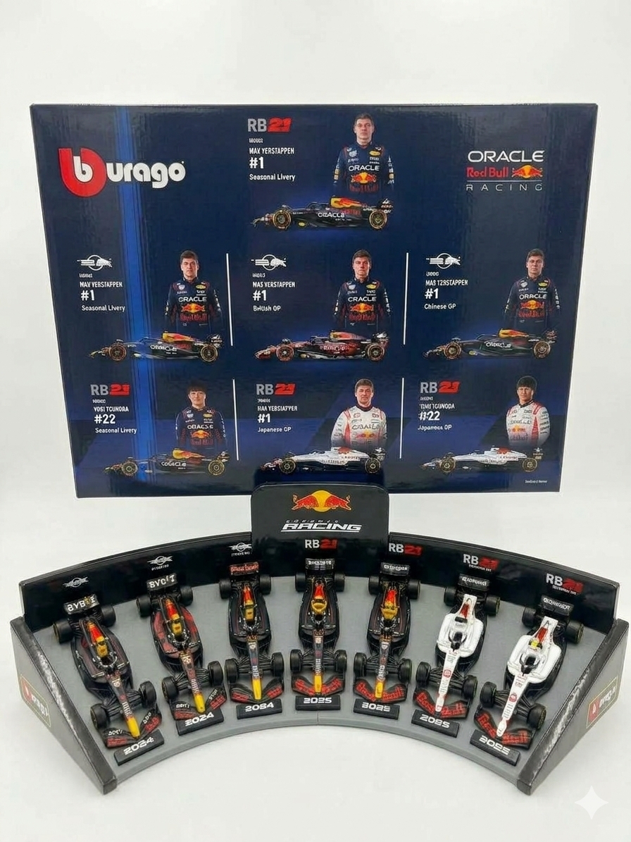 image_58f21b31 Burago 1:43 Scale Oracle F1 Red Bull Racing Formula 1 Deluxe Box Set (7-Pack) - Image 1