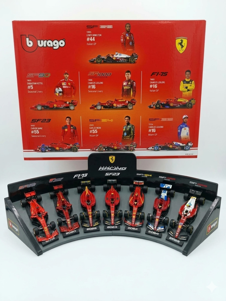 image_dbf78a39 Burago 1:43 Formula Racing Ferrari Car Set (7-Pack) - Image 1